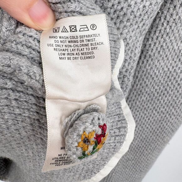 Anthropologie Moth Blakely Gray Floral One Button Knit Cardigan, Sz XS, Boho - Picture 11 of 12